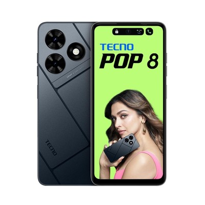 TECNO POP 8 (Schwarz 4 GB + 64 GB) 5000 mAh Octa-Core-Prozessor Globale Version