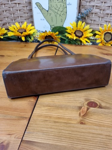 Borsa a mano Middx pelle verniciata vintage marrone anni 50 60 classica RETRO FAB - Foto 5 di 8