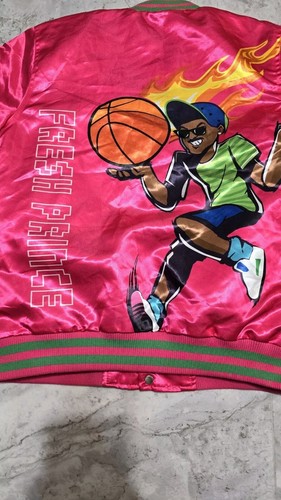 NWT Headgear Classics Fresh Prince Of Bel Air Satin Youth Jacket Kids Sz L Pink - Picture 5 of 9