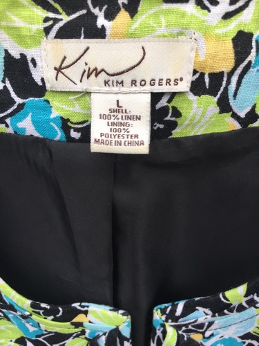 KIM ROGERS Floral Dream ELEGANT Cover Up Blazer Jacket Coat Women Sz L 💖 - Picture 7 of 7