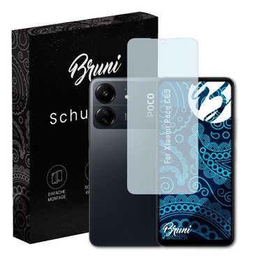 Bruni 2x Folie für Xiaomi Poco C65 Schutzfolie Displayschutzfolie