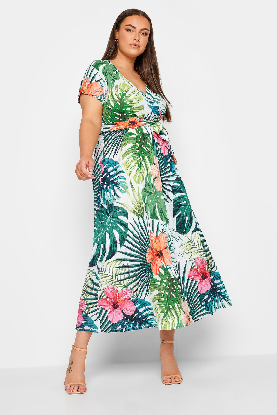 Yours Curve Womens Plus Size Tropical Floral Print Wrap Dress eBay