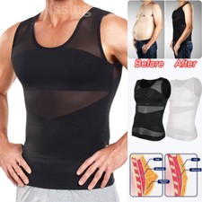 Mens Slimming Vest Body Shaper Moobs Chest Compression Slim Belly Shirt Tank Top