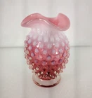 Fenton Cranberry Opalescent Hobnail Budvase 3.75" Tall Vintage