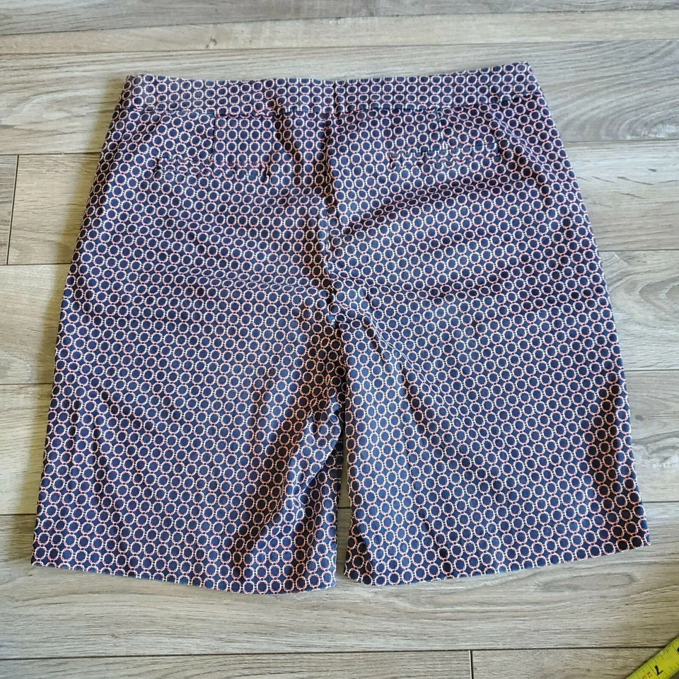Pantalones Cortos Willi Smith Mujer Talla 10 Azul Marino Estampado Coral Bermudas Algodón Elástico Foto 2 de 4
