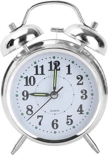 Silent Alarm Clock Double Bell Loud Retro Mechanical Bedside With Night Light - Picture 3 of 15