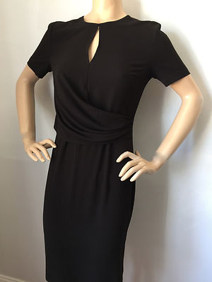 NWT St. John Collection Dress Black Crepe Women's Sheath Size 2