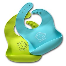 HAPPY HEALTHY PARENT SILICONE WATERPROOF BABY BIB BIBS set of 2 colors 