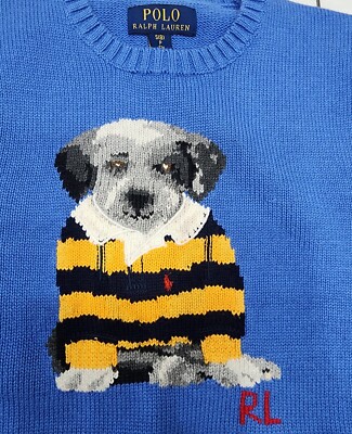 Kids Polo Ralph Lauren Dog Graphic Knitted Sweater-- SIZE SMALL (8