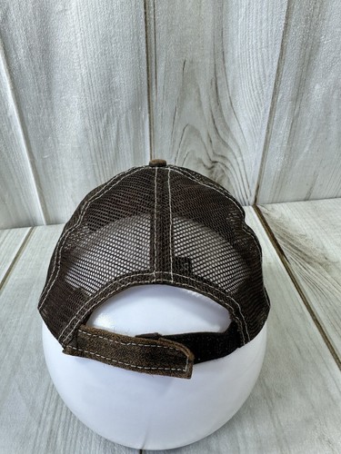 CHEVROLET CHEVY LOGO FAUX LEATHER MESH TRUCKER HAT BROWN ADJUSTABLE STARP - Picture 4 of 15
