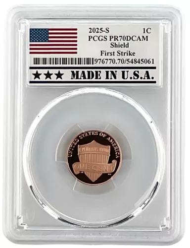 2025 S Lincoln Penny PCGS PR70 DCAM First Strike - Made In USA Holder