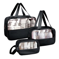 Clear Makeup Bag, 3 Pcs of Cosmetic Bags Set, Transparent PVC Travel Makeup P...