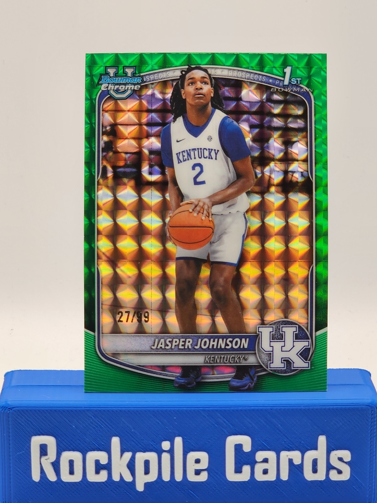 2025-26 Bowman Chrome - Jasper Johnson #BCP-6 Green Geo Refractor /99 (RC)