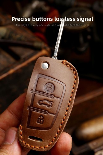 Funda para llave de coche para Audi Q3 A3 cubierta de cuero llave abatible caballo loco - Imagen 13 de 27