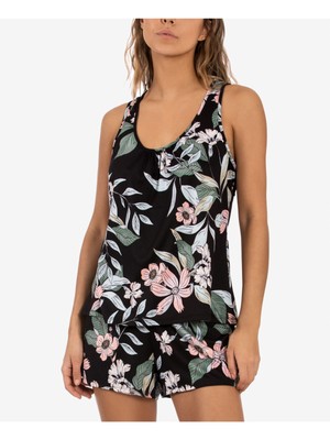 LINEA DONATELLA Womens Black Racerback Tank Top and Shorts Pajamas M