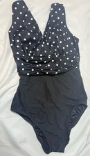 Inches Away by Longitude Black Polka Dots One Piece Swimsuit Sz 10 NWT
