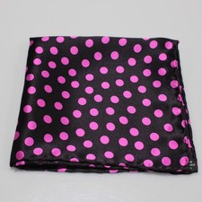 NWOT 100 Silk Pocket Square Pink Black Dots Hand Rolled In Italy