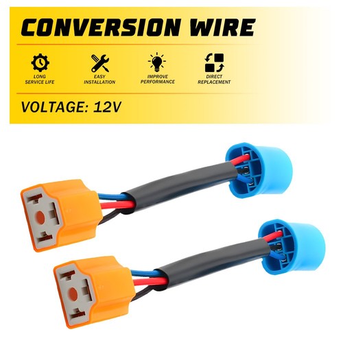 9004 To 9003 H4 Conversion Wire Harness Dual Beam Headlight Adapter Plug US 2PCS - Picture 12 of 15