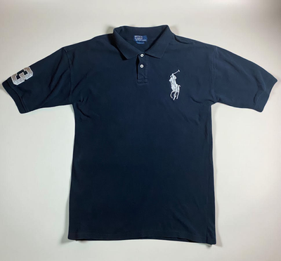 Polo Ralph Lauren Men's XXL Black Silver Big Pony Polo Shirt Short