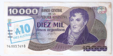 Argentina 10 Australes  ND (1985) General José de San Martín UNC!!!