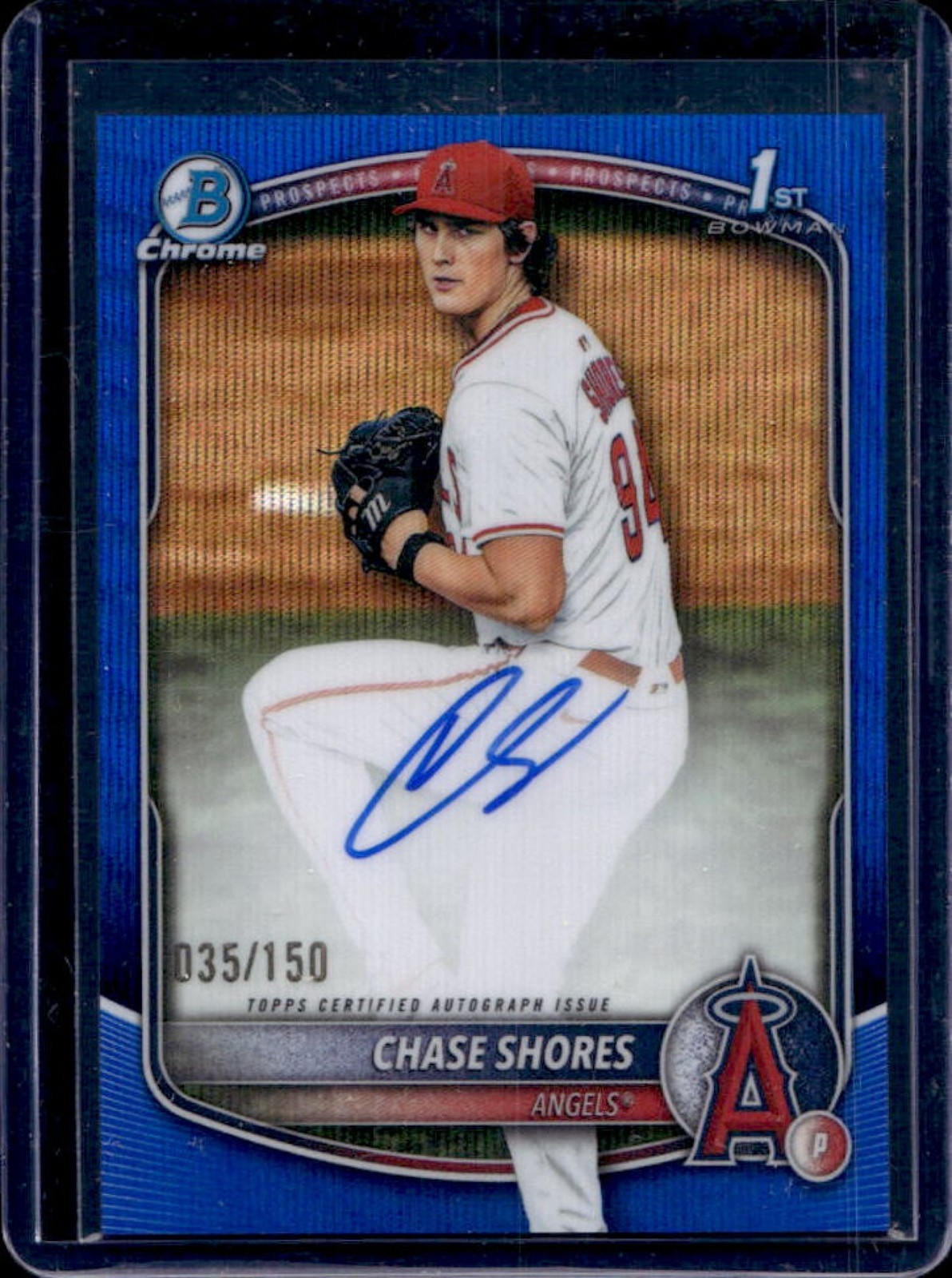 2025 Bowman Draft Chase Shores Chrome Auto Blue Wave Refractor 1st #/150 Angels