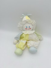 Vintage Eden Eyelet Lace Cloth Soft Body Clown Baby Doll Yellow Blue Pastel 14"