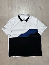 Lacoste Sport Tennis Polo Shirt Men  s White Black Blue Colorblock Size XXL FR 7
