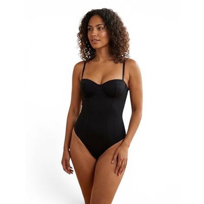 TA3 Women's Black Pushy Sculpting One Piece Swimsuit Bodysuit XL Short B/C NWT