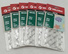 6 Pack  VELCRO(R) Brand Thin Fasteners Dots .375" 56/Pkg-Clear  916145