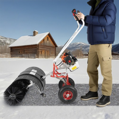 #ad 52cc 2 Stroke Gas Power Sweeper Broom Driveway Grass Turf Snow Cleaning Machine $433.30