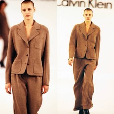 Calvin Klein Collection Fall 1993 Brown Textured Wool Cardigan Jacket Vintage 8 