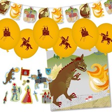 Deko-Set RITTER UND DRACHEN Kinder Geburtstag Kindergeburtstag Party - 59 Teile