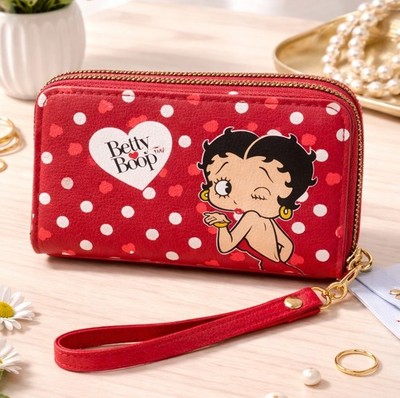 Betty Boop Double Zipper Multi Card & Coin Wristlet Wallet Style# SLVL020 - Red