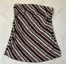 Vanity Womens Brown White Teal & Orange Tube Top Size L Made In USA