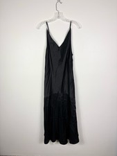 Vintage Victorias Secret Dress Women  s Small Black Satin Long Slip On Nightgown