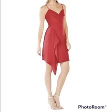 BCBGMaxazria Cornelia Dress 8 Red Sleeveless V-neck Cocktail Wedding Guest Chic