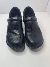 B.O.C Born Concept Black Leather Peggy Paisley Clogs Size 8 