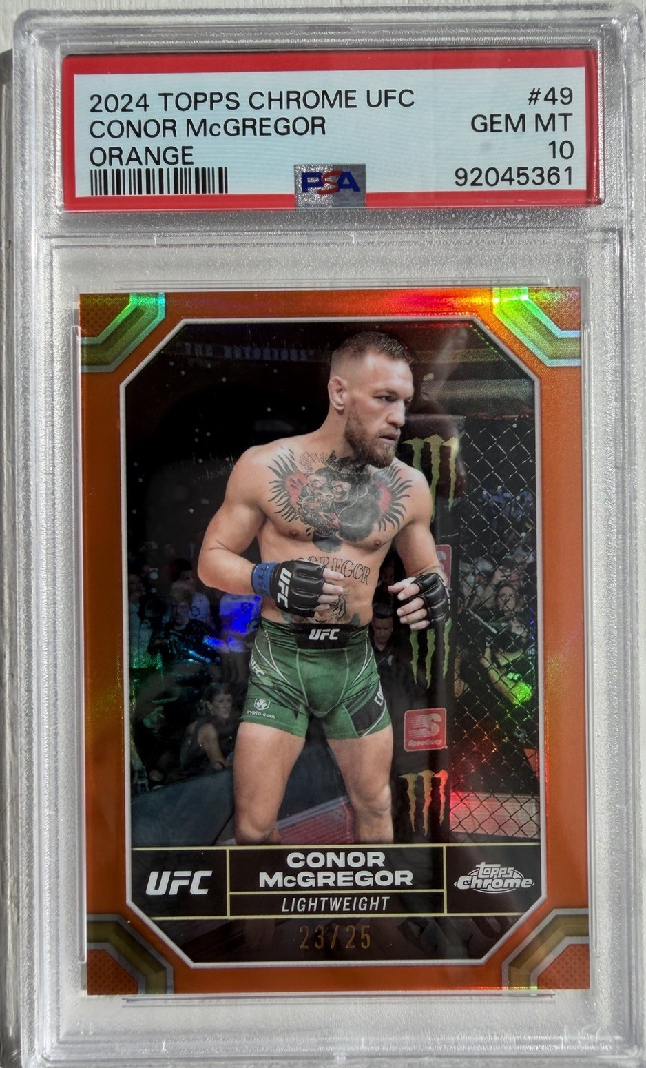 Topps 2024 Chrome UFC Conor McGregor #49 Orange Refractor /25 PSA 10