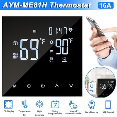 Modernes Smart Thermostat Touchscreen LCD Mobile App Steuerung Energieeffizient