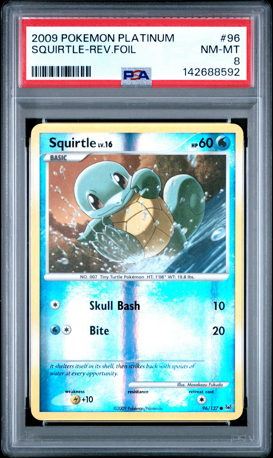 2009 POKEMON PLATINUM #96 SQUIRTLE-REVERSE FOIL PSA 8
