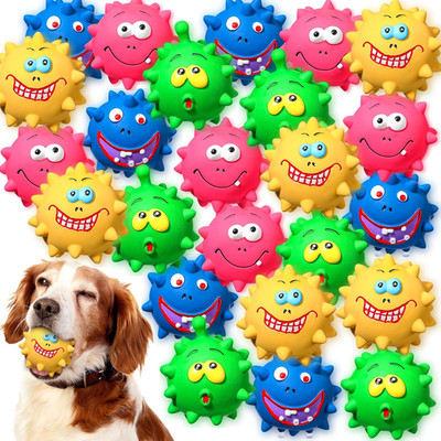 24 Pcs 2.95'' Expression Squeaky Dog Toys Latex Soft Interactive Squeaky Ball fo