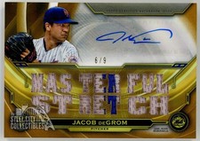 Jacob deGrom 2019 Topps Triple Threads Gold Triple Patch Autograph Card 6/9