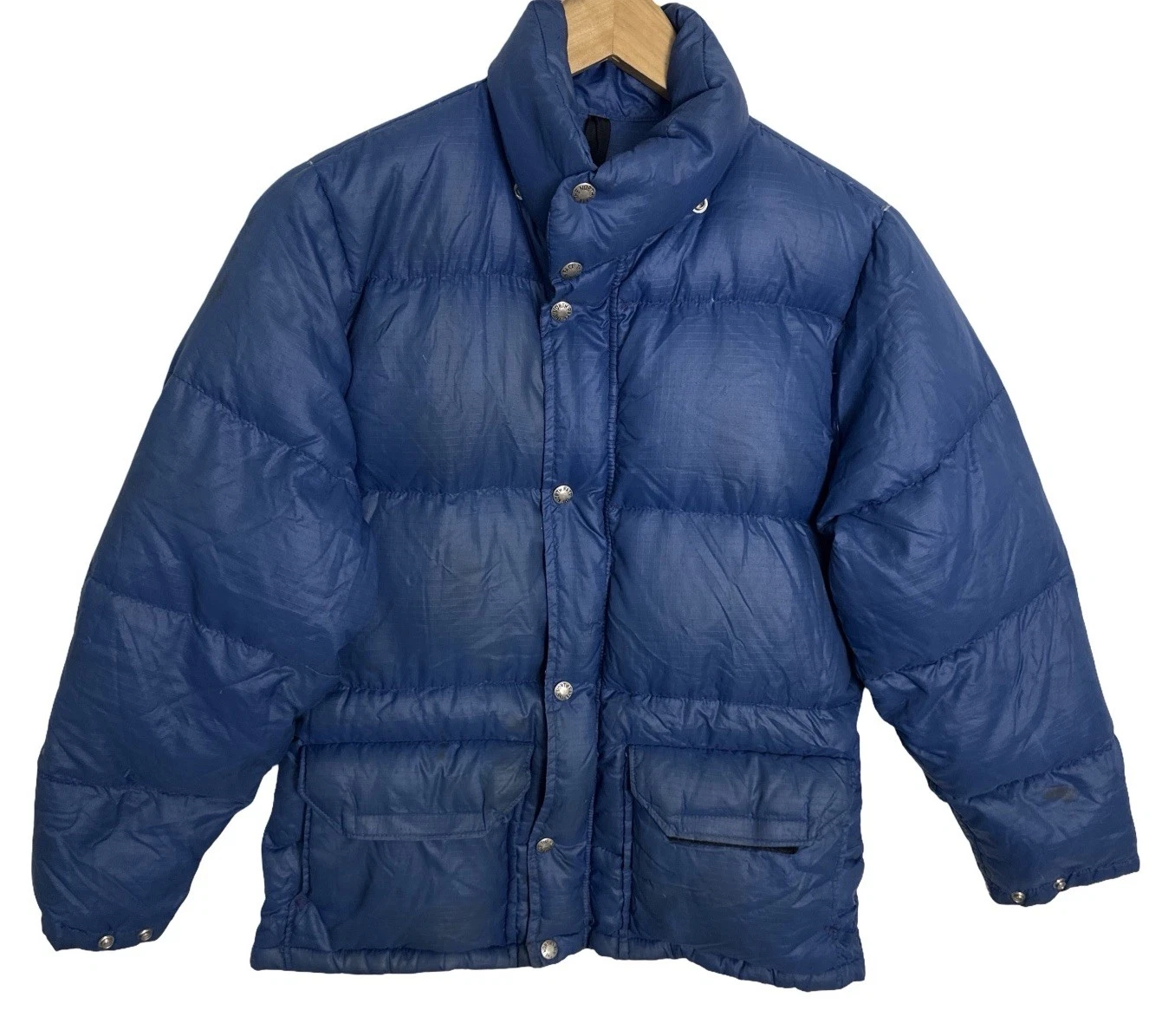 Vintage 70’s The North Face Jacket XXS Blue Goose Down Puffer Brown Tag
