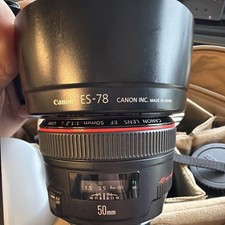 Canon EF 50mm f/1.2L USM Lens ES-78 Hood L Series Full Frame. Very clean.