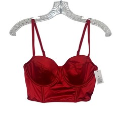 Auden Bustier Corset Lingerie Womens Medium Red Satin New