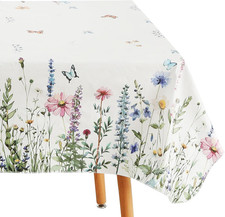 Summer Vinyl Tablecloth with Flannel Backing for Rectangle Tables Outdoor, 60 84