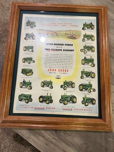 John Deere Framed tractor picture, magnets, mini collectibles