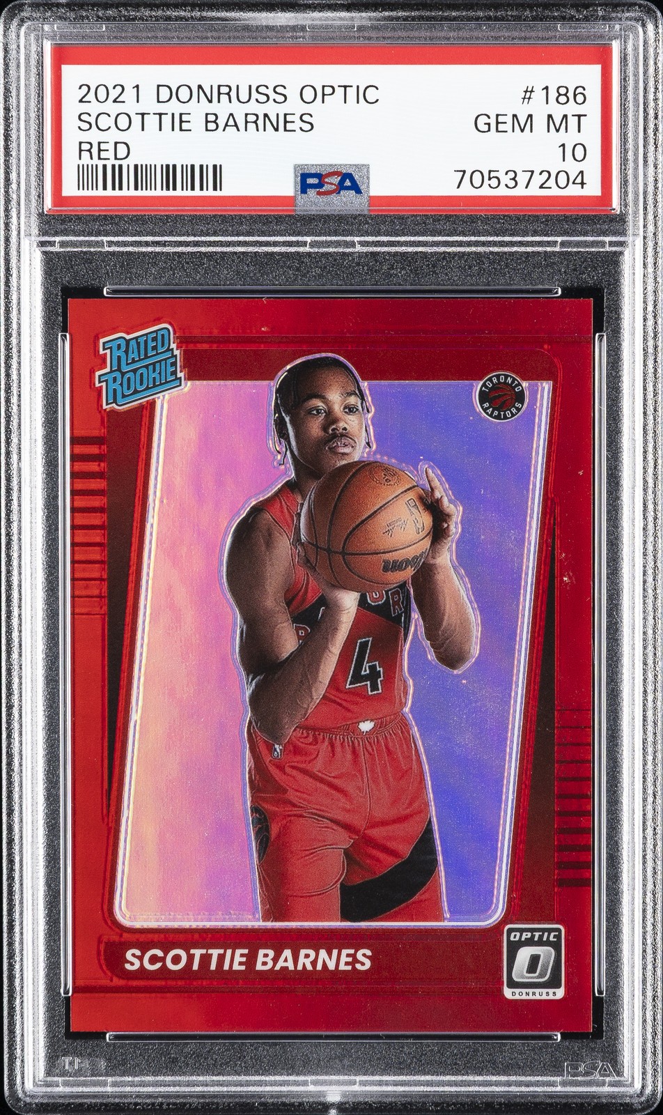 2021 PANINI DONRUSS OPTIC RED #186 SCOTTIE BARNES 86/99 PSA 10