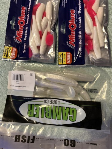 24 D.O.A. ROOTBEER CHARTREUSE TAIL 3" C.A.L. SERIES SEA SHAD Plus Mirrolure - Picture 3 of 9