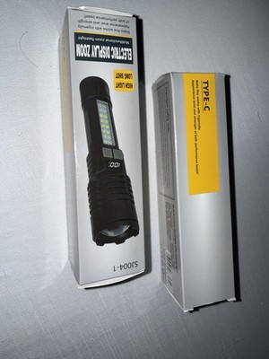 2 Flashlights - SJ004-1 LED Rechargeable Zoom Type-C Electric Display 3.7V Black